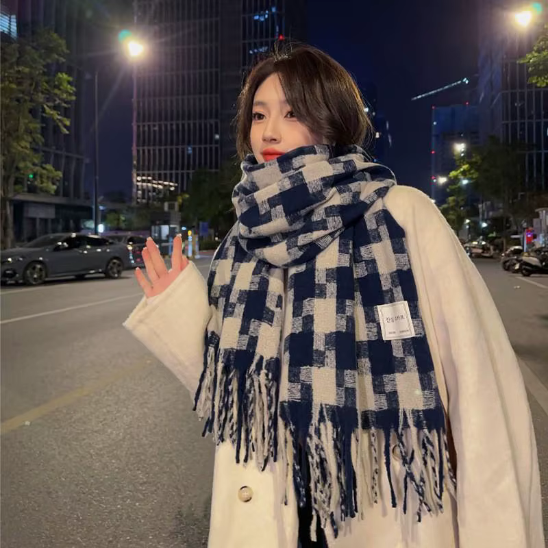 Grand foulards à carreaux à la mode, nouveau modèle, écharpe épaisse polyvalente pour femme, foulard