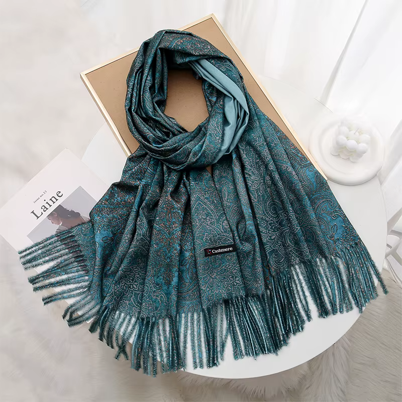 Écharpe Pashmina en Cachemire à Imprimé Paisley pour Femme, Châle Enveloppant Hijab, Marque de Luxe,