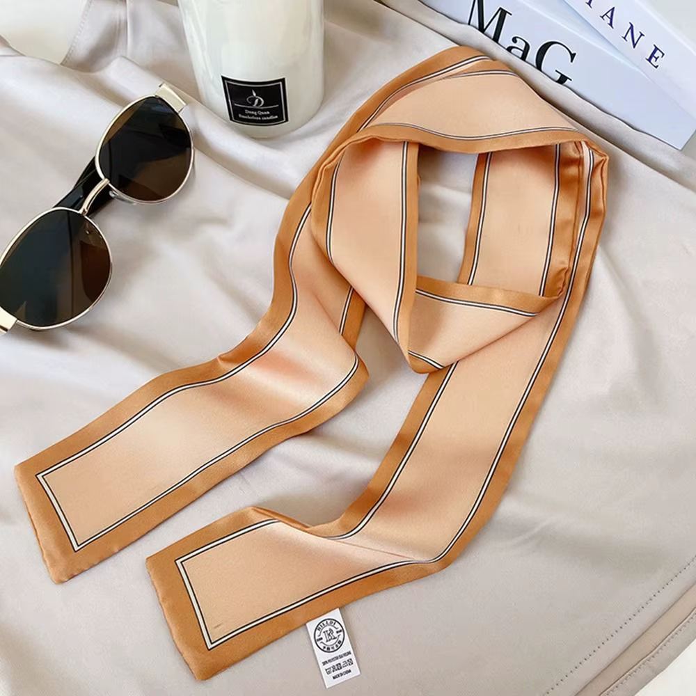 Style rétro femme châle français cravate foulard rayure impression Style coréen foulards petite long