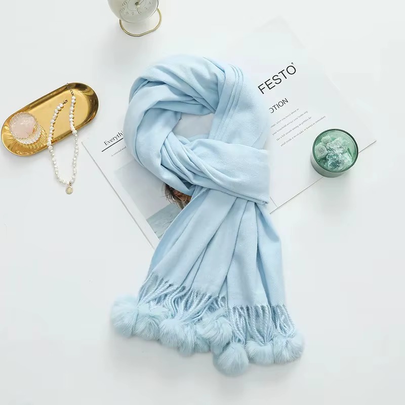 Écharpe en laine pour femmes, fausse cachemire tricoté, boule polyvalente, châle chaud, Style coréen