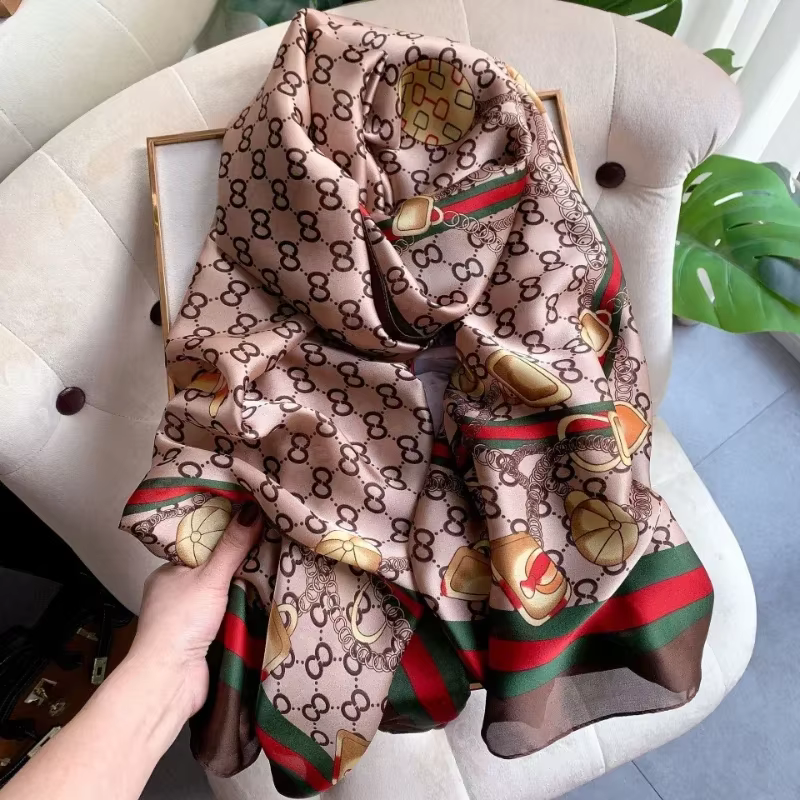 90 × 180 cm été nouvelle mode Simulation foulard en soie polyvalent mince foulards en soie de mûrier