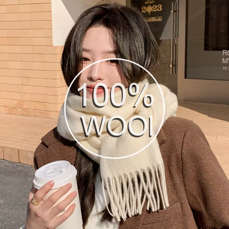 Luxe 100% laine écharpe femmes solide hiver cachemire mouchoir chaud Pashmina femme dame châle Hijab