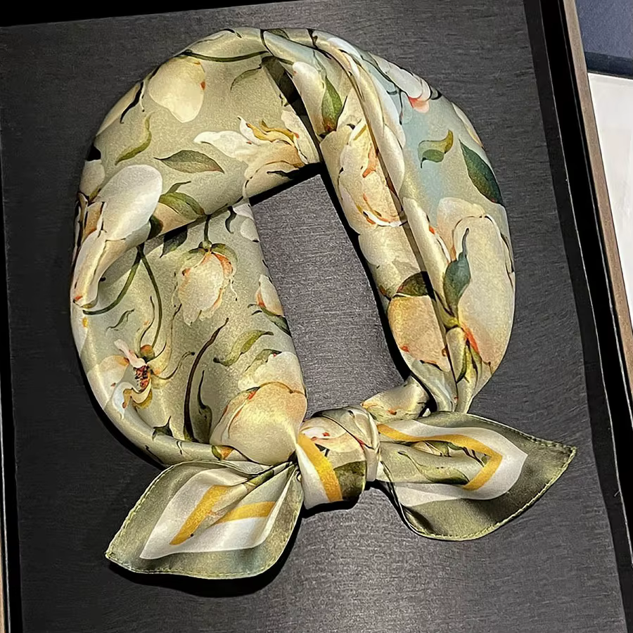 Foulard pour cheveux 100% soie naturelle véritable pour femmes, léger et tendance, accessoires pour
