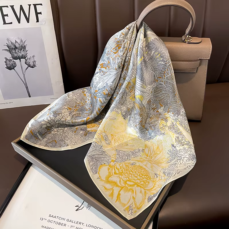 Écharpe carrée pour femmes, foulard de la présidence, châle de plage d'été, bandana, hijab, pashmina