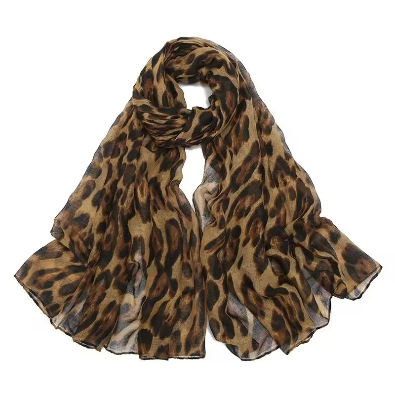Boho 1 pièce à la mode imprimé léopard Style Batik doux léger foulard pour femme châle adapté aux dé