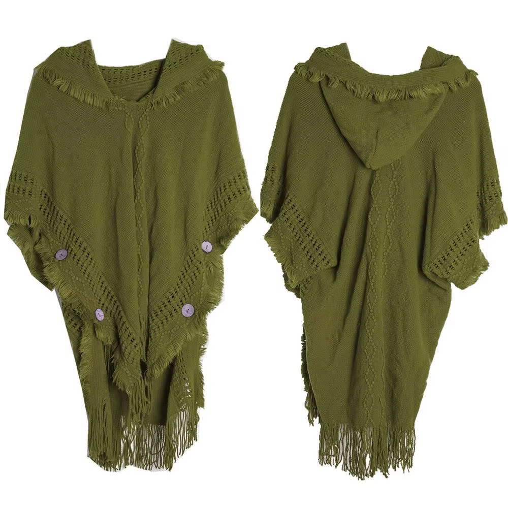 Partie de mariage bohème à capuche tricoté châle hiver chaud bouton dames gland Cape enveloppes écha