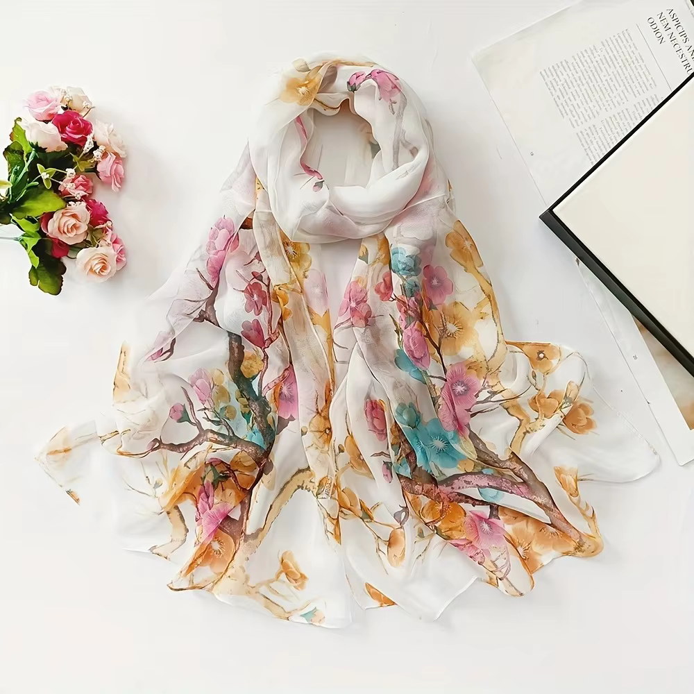 Été nouveau crêpe Georgette écharpe pour femmes filles étudiants mode foulards doux crème solaire Vi