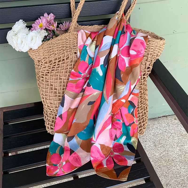 Écharpe imprimée Graffiti 68cm pour femmes, écharpe en Fiber de Polyester, mode polyvalente, vêtemen