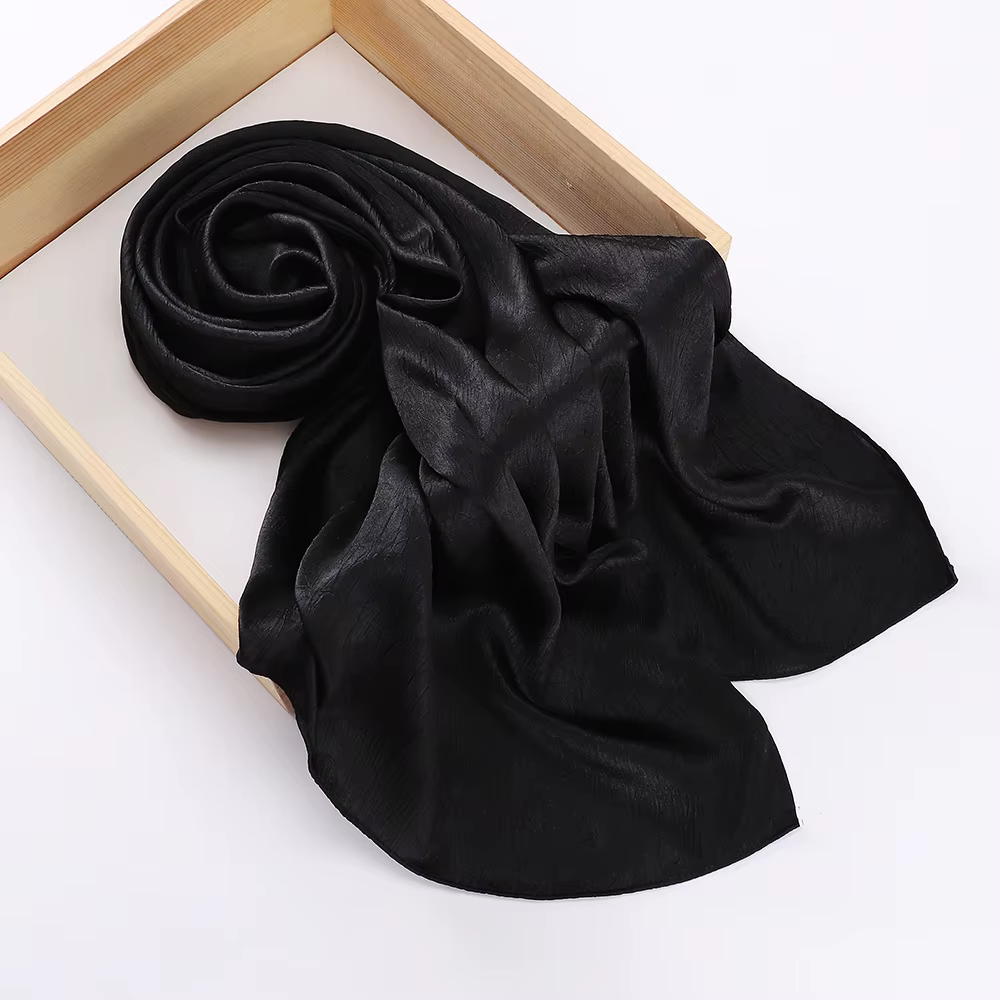 Mousseline de soie Hijab foulard en soie pour femmes foulards de luxe Bandana bandeau foulard châle 