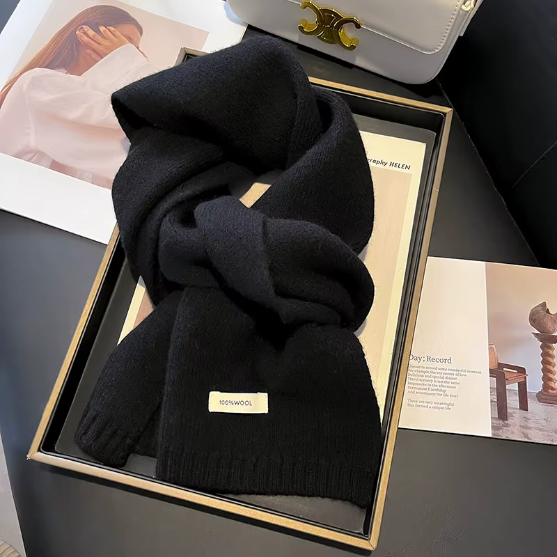 Écharpe tricotée 100% laine pour femme, écharpe chaude d'hiver, couleur unie brillante, châle épais,
