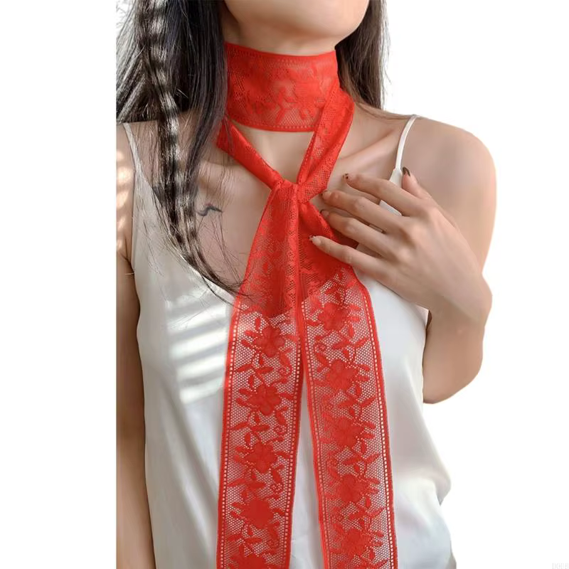 D0UB Flower brodé Neckerchief Sophistiqué écharpes uniques beaux écharpe en dentelle adaptée à diver