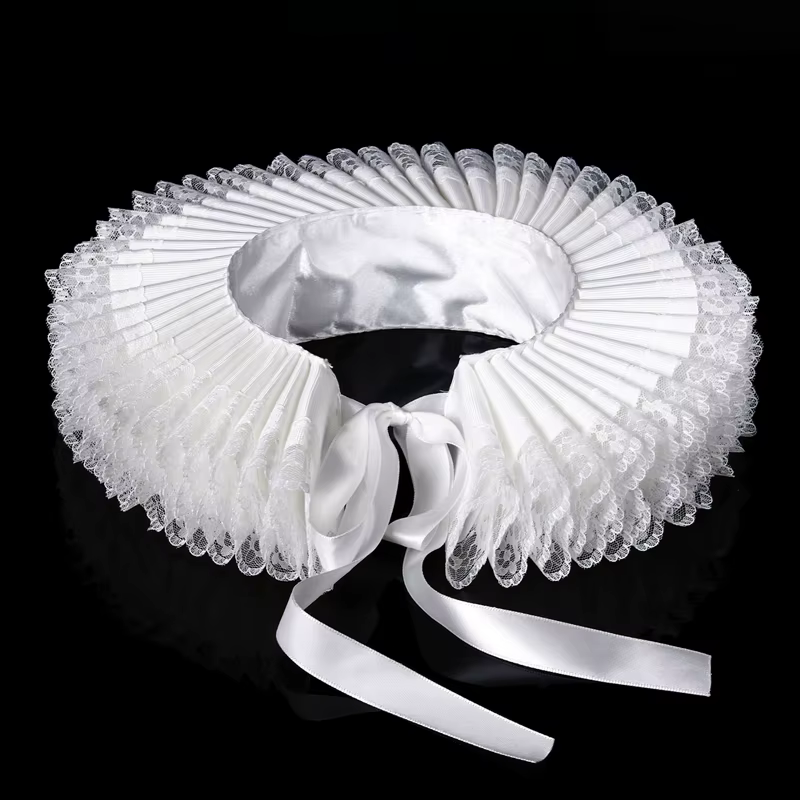Faux col détachable et exagéré, Costume de spectacle d'opéra, col de reine en dentelle à volants de 