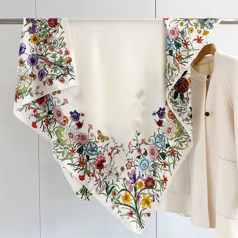 Foulard en mélange de laine de soie pour femmes, écharpe de luxe douce d'hiver, accessoires de sac d