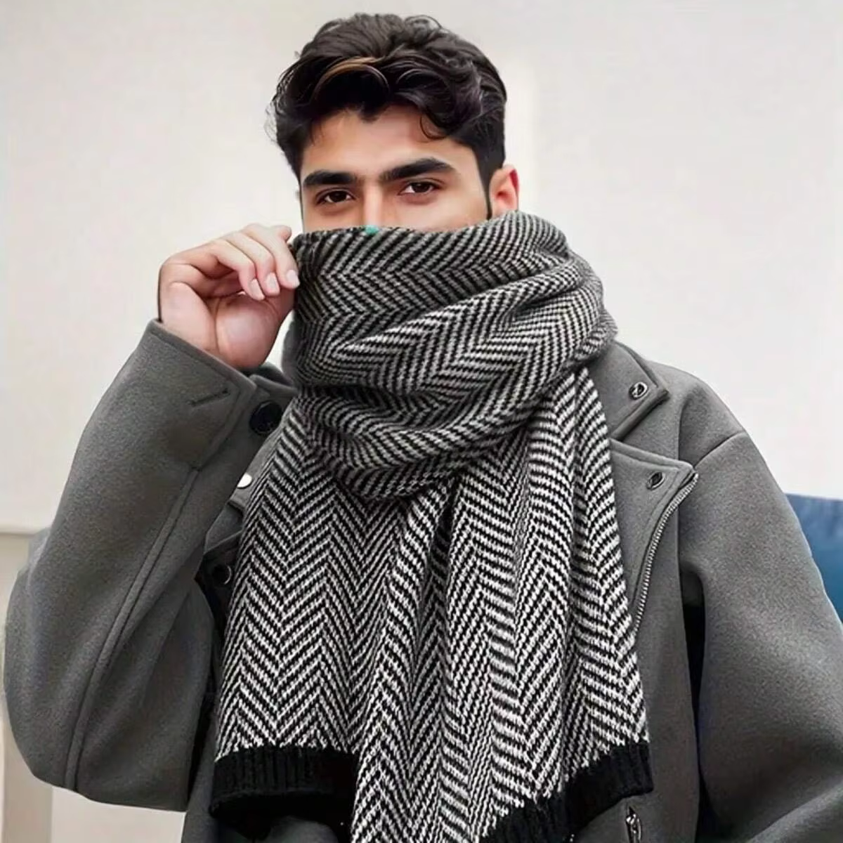 Mode 180*30 cm foulards homme automne hiver épais chaud cachemire affaires longues enveloppes garçon