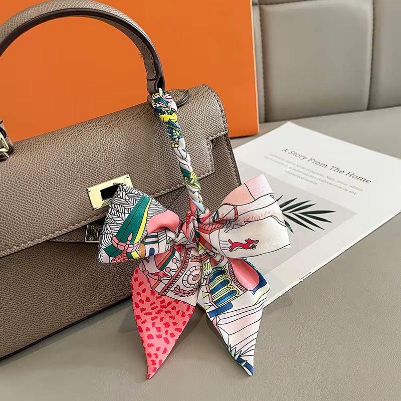 Écharpe longue pour femmes, ruban étroit, bandeau, foulard, poignée de sac, Bandana, accessoires pou