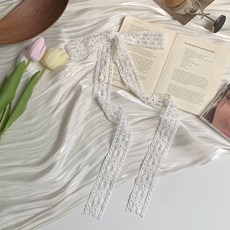 Écharpes en dentelle : Accessoires de cheveux élégants à nouer pour femmes, foulard en soie vintage 