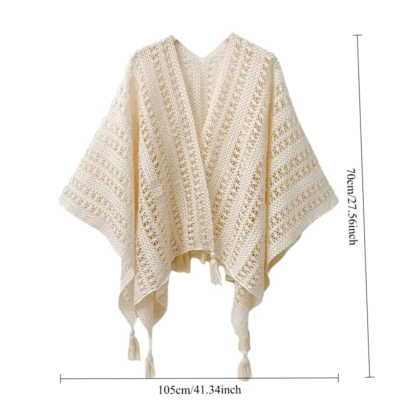 Châle fin ajouré dégradé style ethnique pour femme, grande cape décorative printemps-été