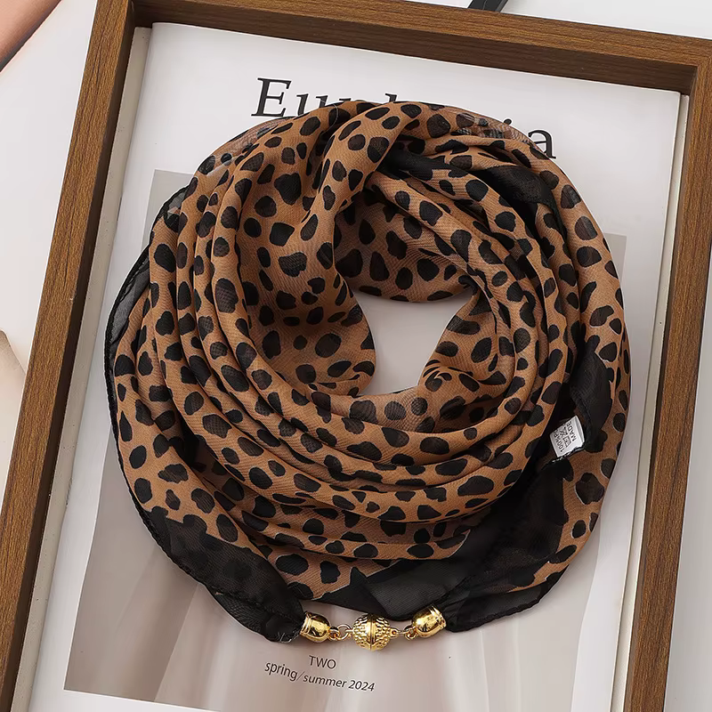 Écharpe à boucle magnétique pour femmes, oreilles polyvalentes, Version coréenne, écharpe en soie fi