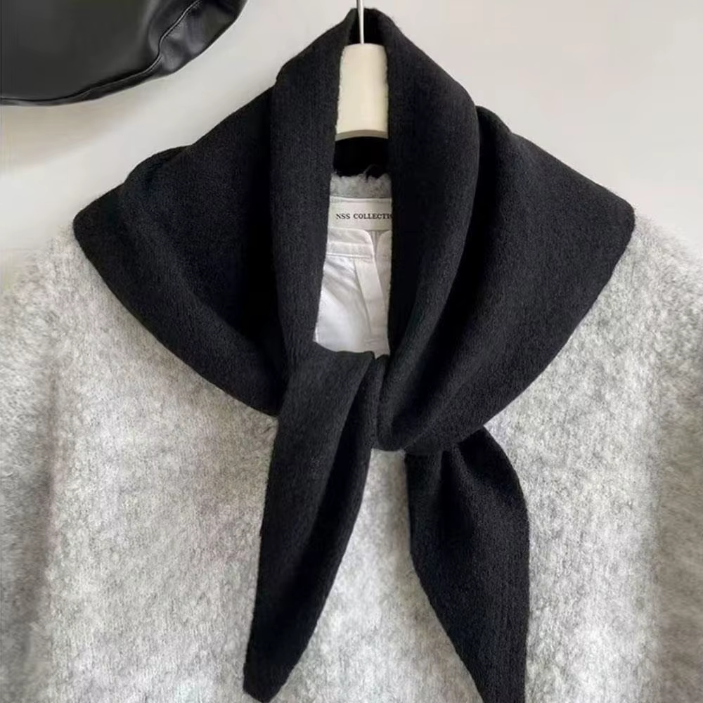 Coréen INS solide Triangle écharpe australienne laine mélange tricoté foulard pour les femmes automn
