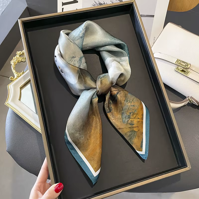 100% Foulard carré en soie naturelle femmes bandeau Foulard haute qualité Bandana foulards femme Fou