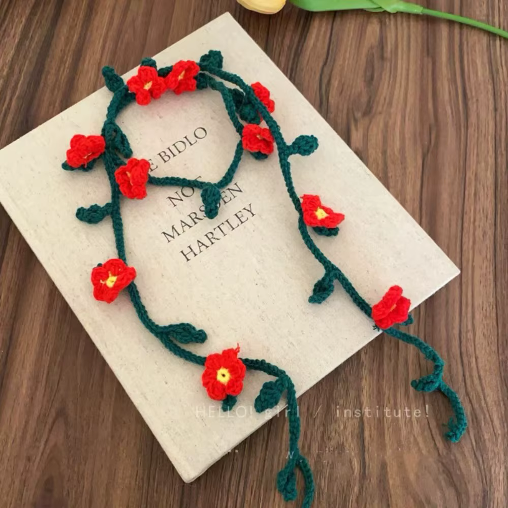 Écharpe décontractée en laine tricotée, faite main au crochet, style coréen, motif fleur de rose, ch
