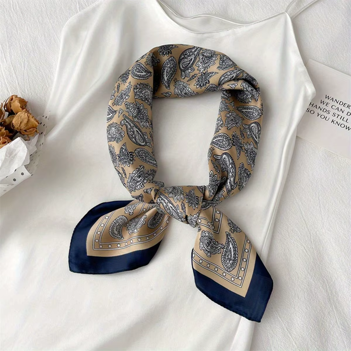 1 foulard à larges bords en imitation soie imprimé paisley pour hommes, foulard pour hommes, adapté