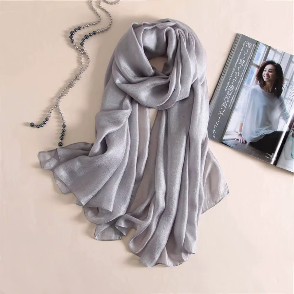 Écharpe en lin uni pour femme, foulard pour document pur, châle de protection solaire pour femme, ba