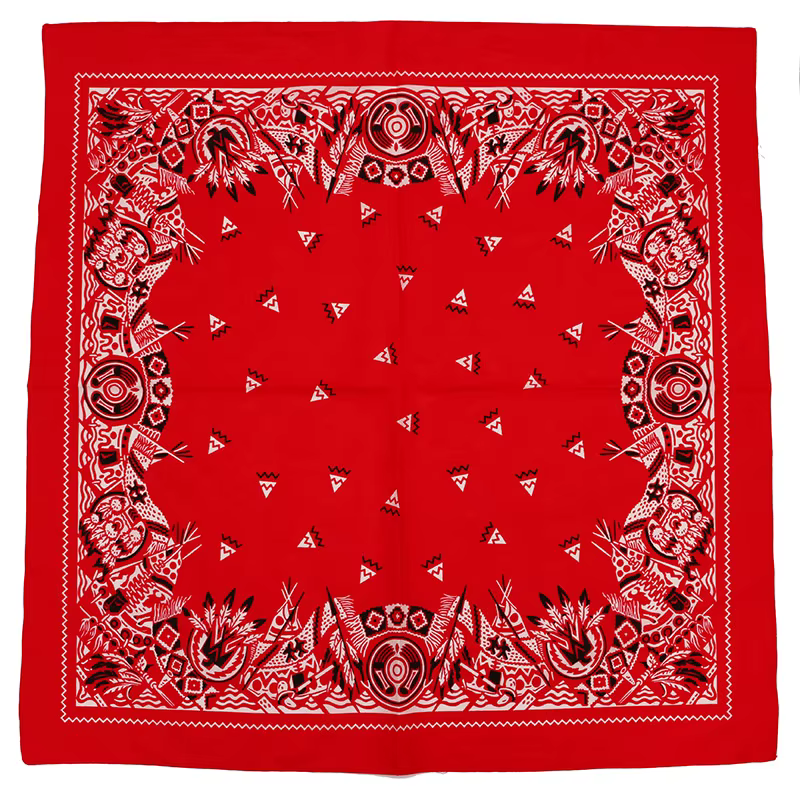 Nouveau Surdimensionné 70CM couleur rouge carré écharpe Style rétro imprimé coton Bandana chapeaux f