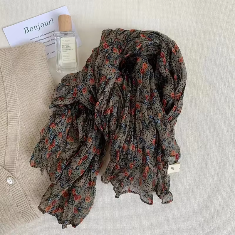 VREOVOR Antique écharpe nouvelle automne et hiver diffusion en direct chaude littéraire coton et lin
