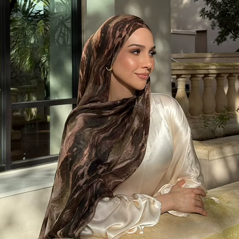 2025 nouvelle aquarelle florale Satin Modal Hijab écharpe respirant doux longue mode foulards foular