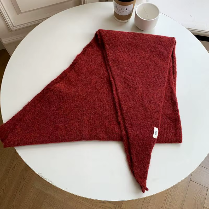 Écharpe triangulaire tricotée pour femme, grande taille, élégante, en mélange de laine douce, châle 