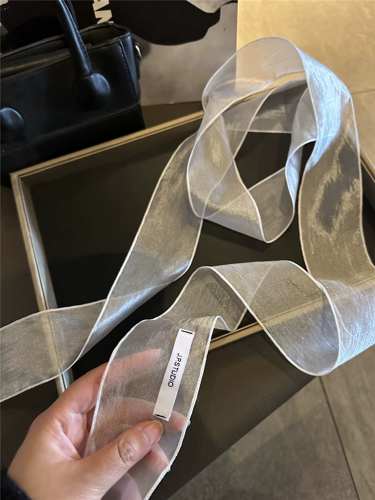 Écharpe en dentelle et ruban léger pour femme, foulard vintage bohème en soie, pour le cou, la tête,