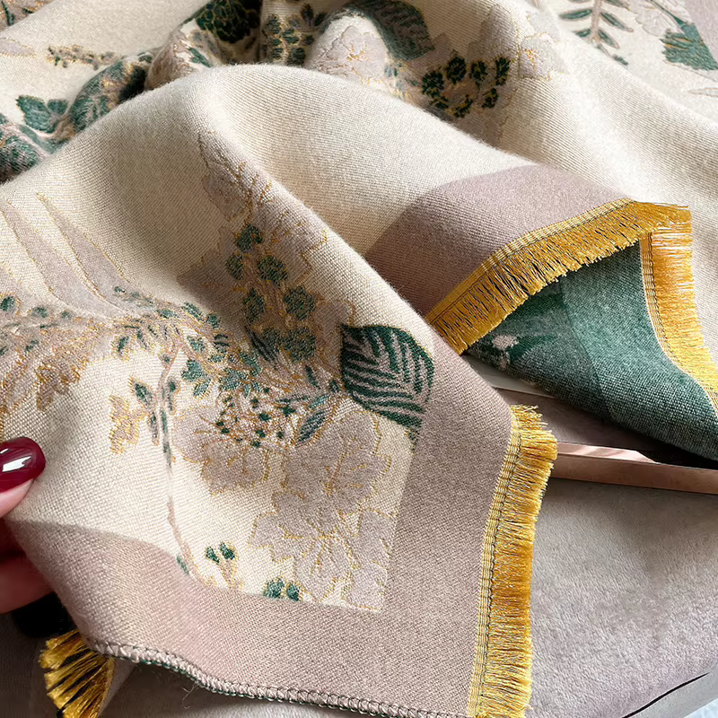 Écharpes en cachemire à motif floral pour femmes, châle rond épais, écharpe pashmina en laine pour d