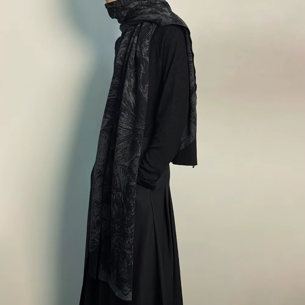 Écharpe longue en Imitation cachemire pour hommes, Style japonais, vent foncé, chaud, châle polyvale