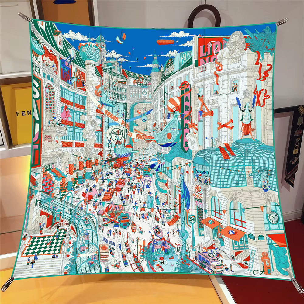 Ville de marque de luxe ​ ​ De Paris Foulard carré femmes sergé foulards en soie enveloppes plage ch
