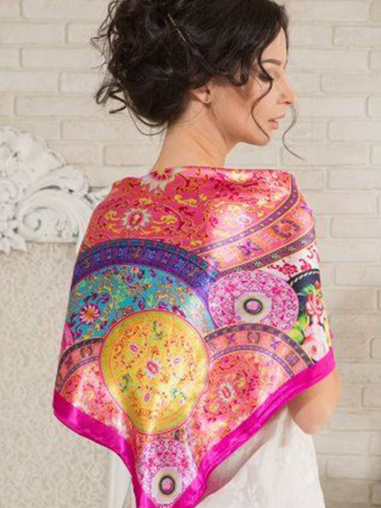 Hijabs en satin de soie 90*90cm pour femmes, foulard carré de luxe, bandana en satin, foulard doux p