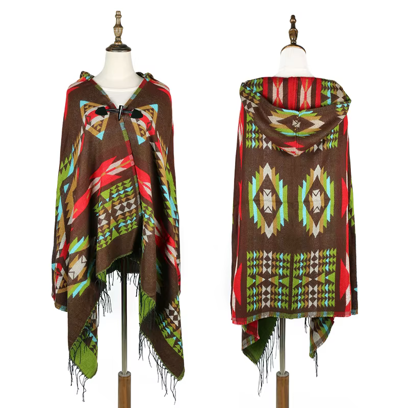 Châle Bohème Multifonction Ethnique, Écharpe Tribale à Franges, Sweats à Capuche, Cardigans Rayés, C