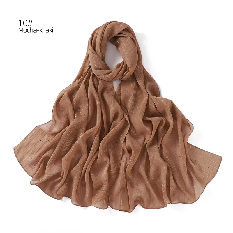 Printemps plaine rides strass brillant miroitant châles écharpe pour femmes Ramadan haute qualité en