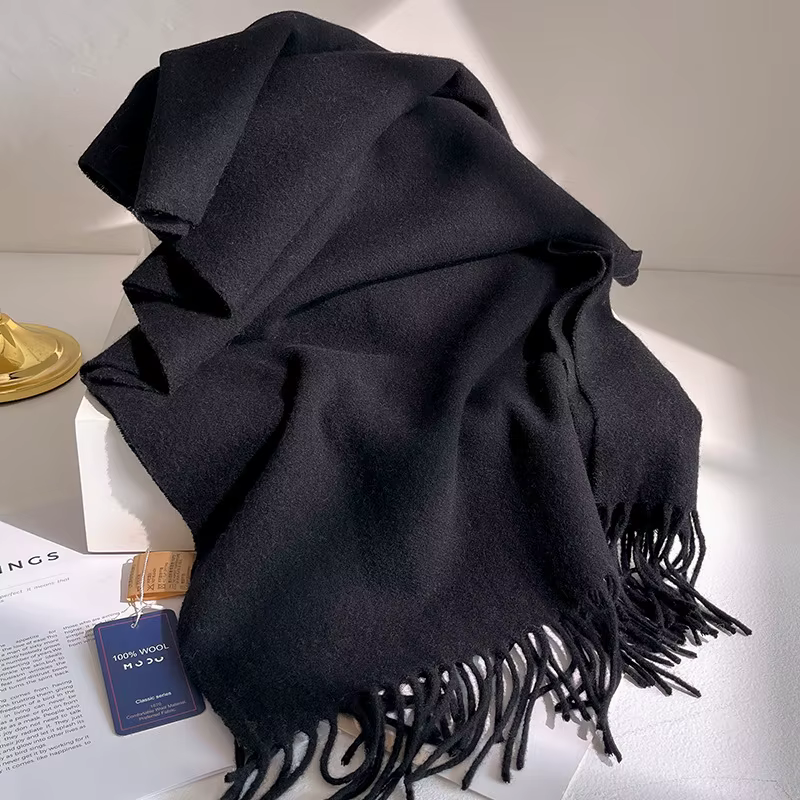 Mode 100% laine écharpe douce couleur unie écharpe pour les femmes polyvalent chaud hiver écharpe ép