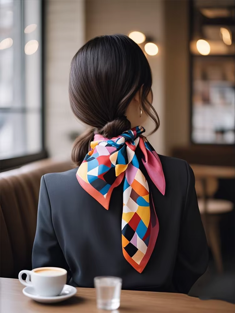 Écharpe à motif personnalisé télécharger un design abstrait géométrique floral sur une écharpe carré