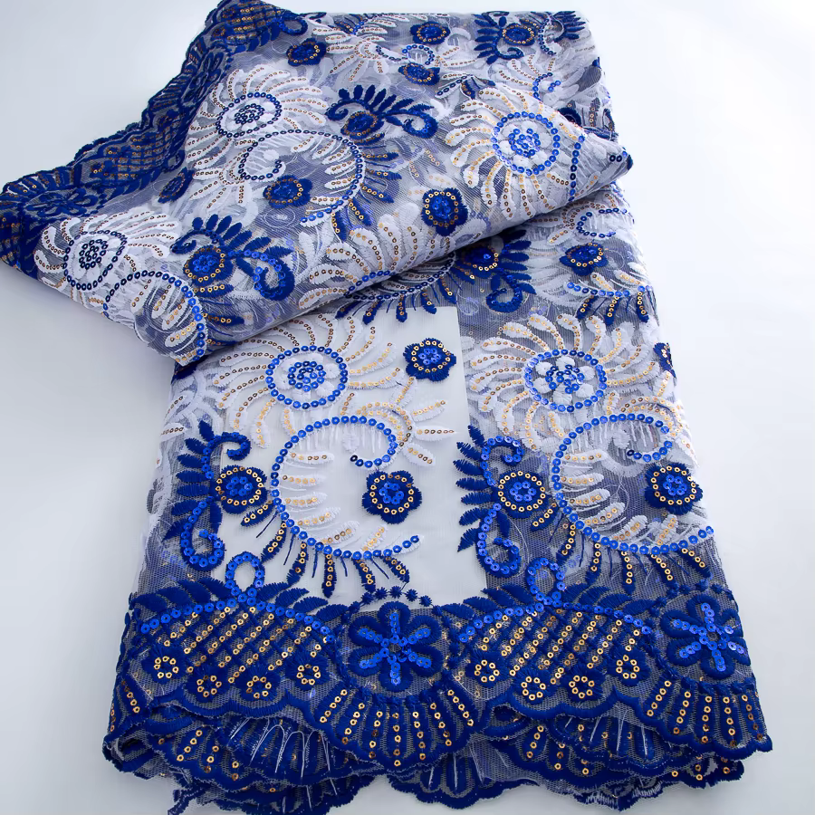 Tissu africain en dentelle et Tulle en maille, 5 Yards, de haute qualité, pour mariée nigériane, mar