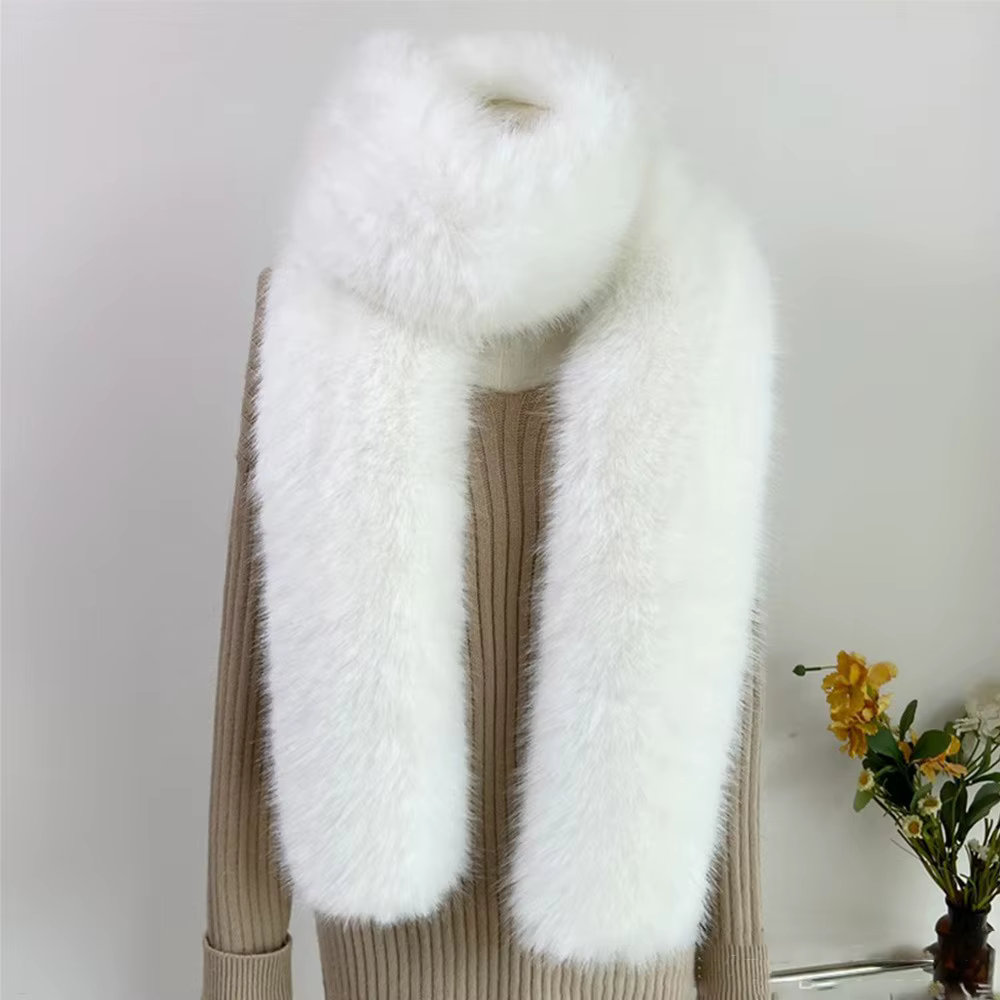 Longue Écharpe en Fausse Fourrure de 180cm, 6 Couleurs, Épaisse, Peluche Moelleuse, Châle de Luxe, V