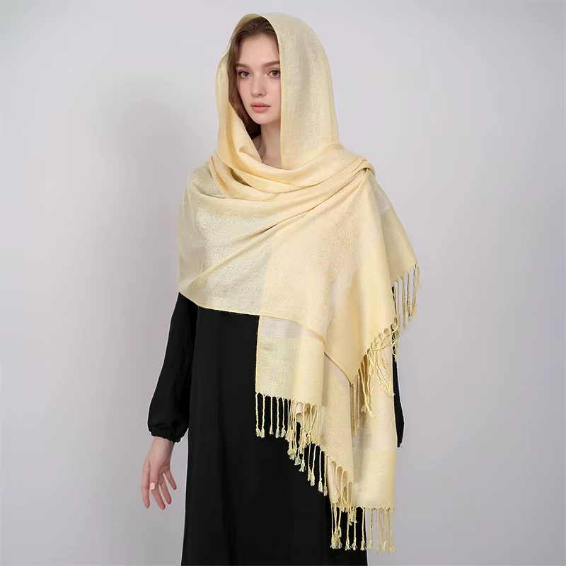 Foulard Jacquard de Luxe pour Femme, Écharpe de Mode Optique Douce, Étole, Châle, Hijab Musulman, Ba