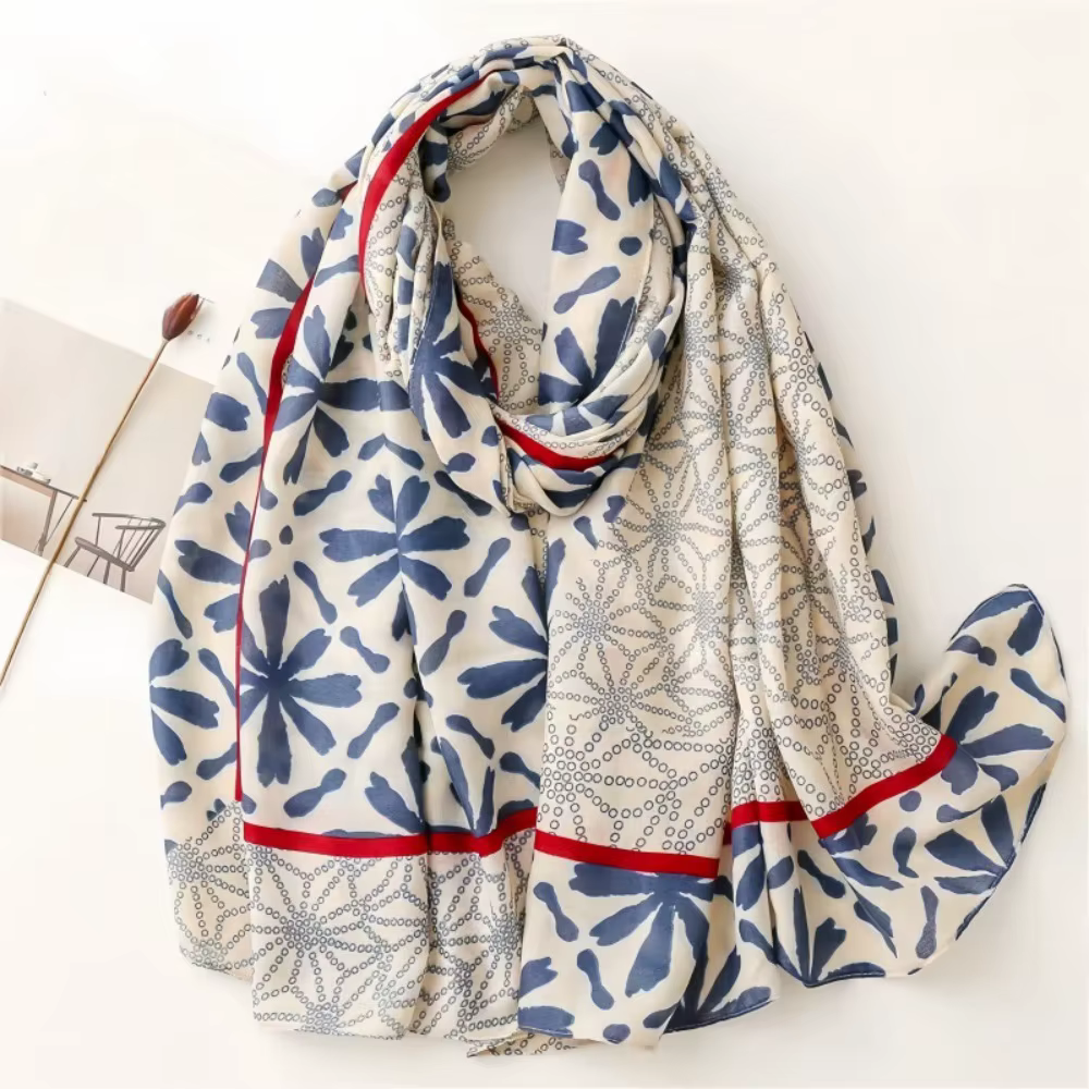 Écharpe en soie respirante pour le printemps, châle long en coton de style ethnique, foulard en lin