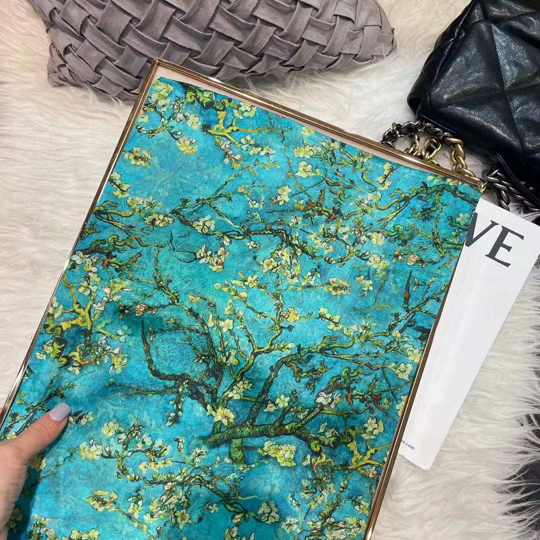 100% foulard en soie de mûrier châle marque prune Bossom Design bleu vert été plage châles en soie é