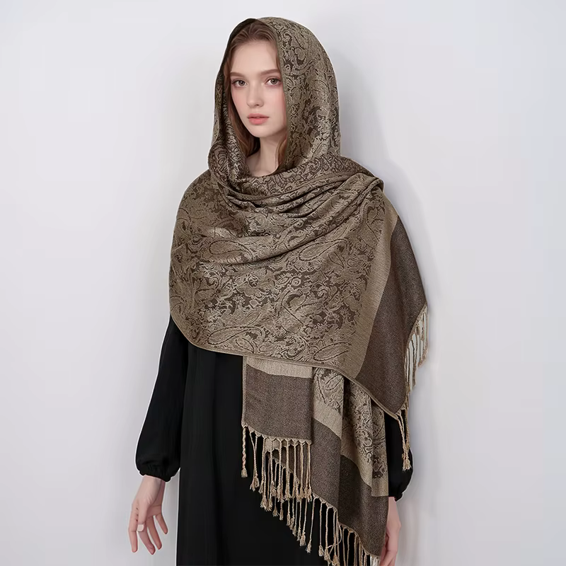 Foulard Jacquard de Luxe pour Femme, Écharpe de Mode Optique Douce, Étole, Châle, Hijab Musulman, Ba