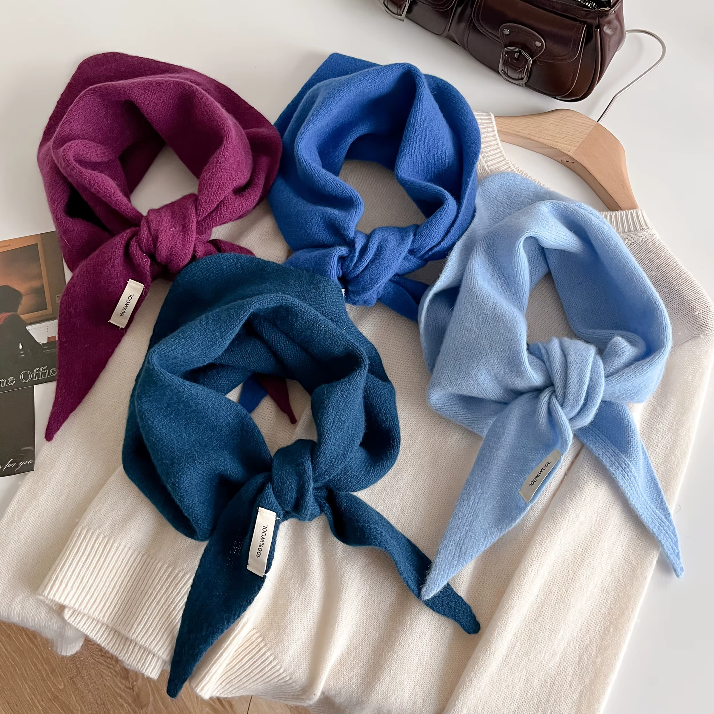 100% Laine Écharpe Tricotée Femme 2026 NOUVELLE Hiver Chaud Épaissie Douce Triangulaire Pashmina Châ