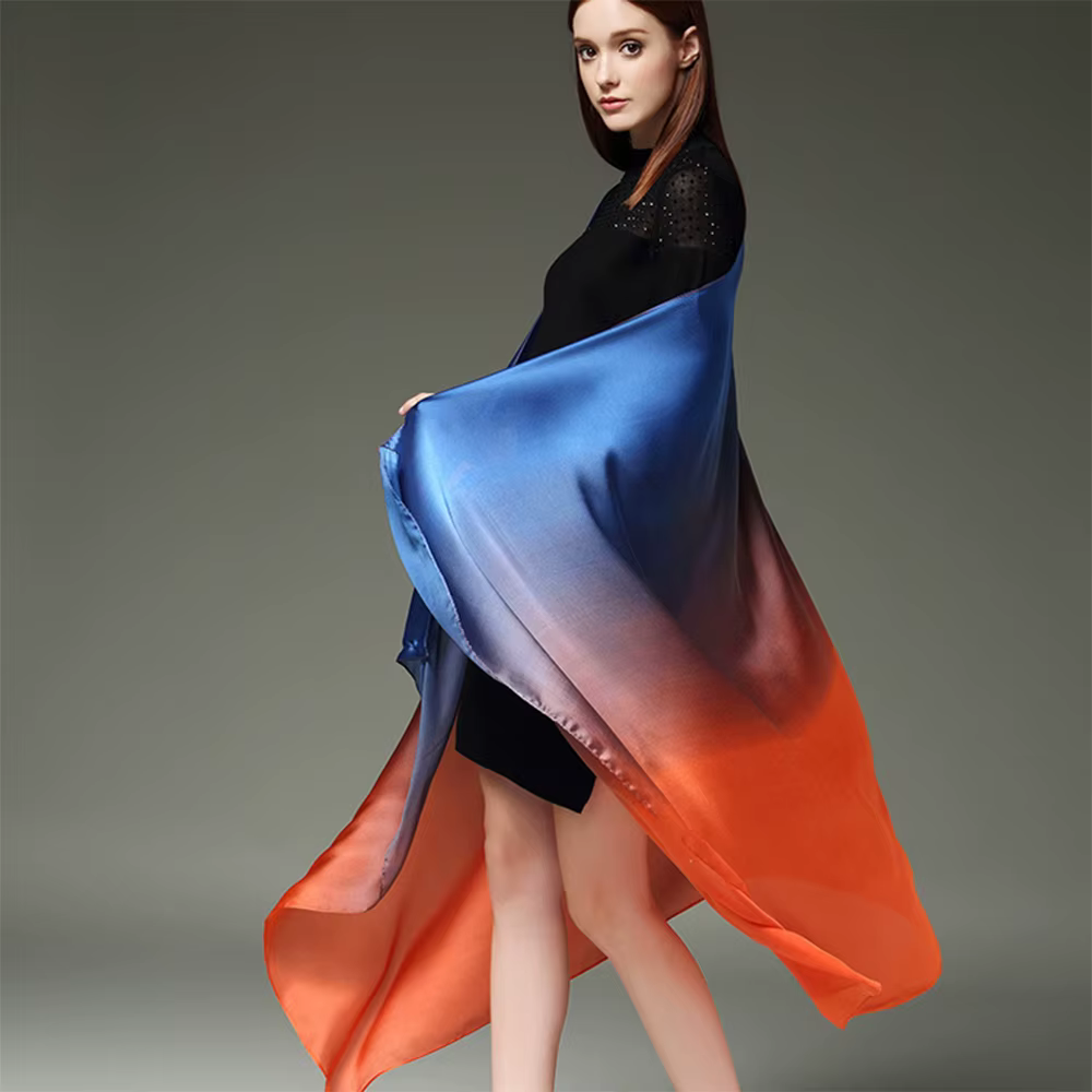 Écharpe en mousseline de soie pour femmes, châle imprimé multicolore, poncho de plage, protection de