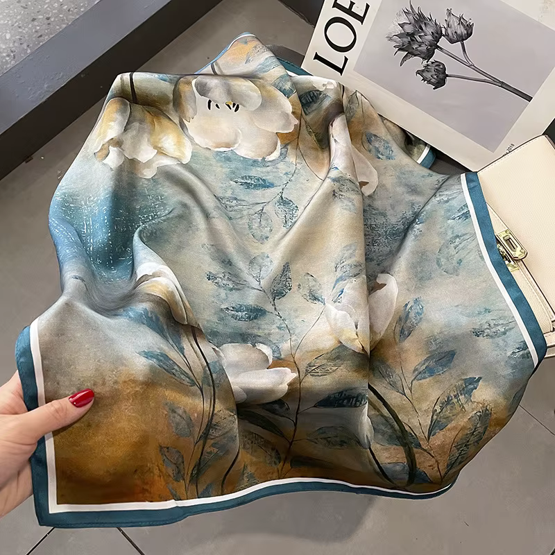 100% Foulard carré en soie naturelle femmes bandeau Foulard haute qualité Bandana foulards femme Fou