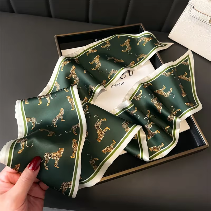 Foulard de tête foulards de cou de cheveux pour femmes sac à main écharpes pour sacs à main soyeux L